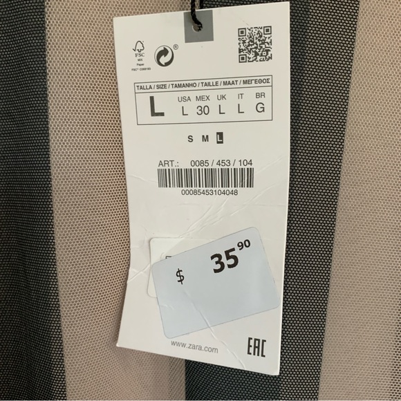 ZARA STRIPED ASYMMETRICAL BLACK AND BEIGE MESH TOP NWT - Picture 7 of 9